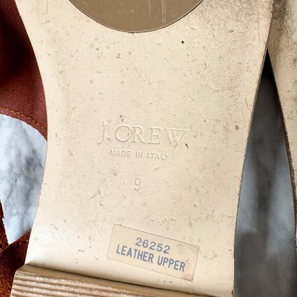 J. Crew Suede Thong Sandals Tan Size 9 Ankle Strap Gold Hardware - Picture 5 of 7